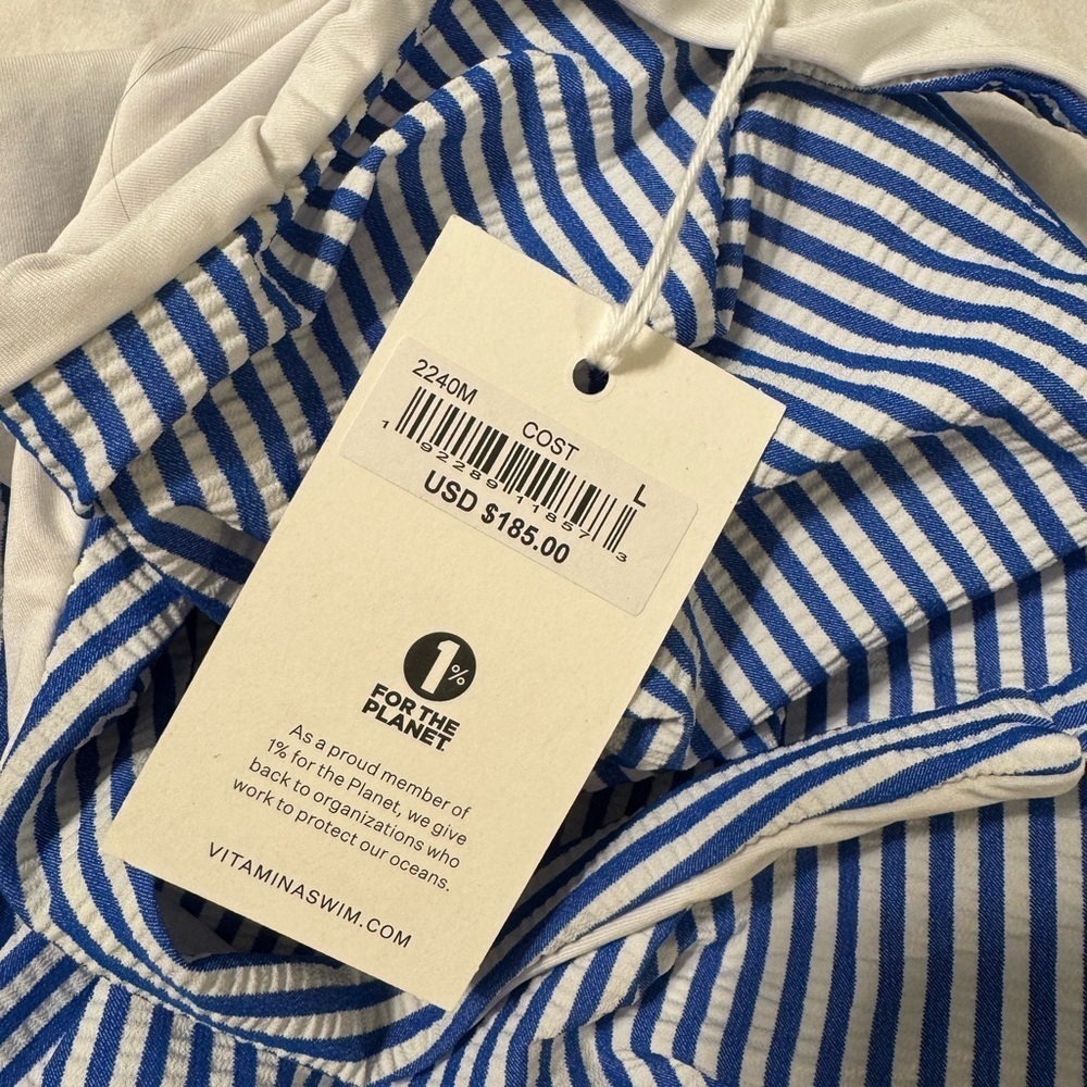 Vitamin A Alia One Piece Swimsuit Large Blue‎ and White Stripes - Picture 8 of 8